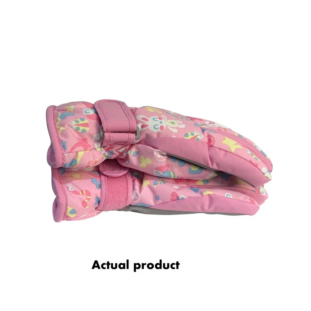 Kids Winter Snowboarding Ski Gloves 4-6 YO Floral Whimsigoth Pink Insulated Warm